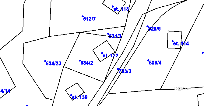 Parcela st. 122 v KÚ Lipno u Hunčic, Katastrální mapa