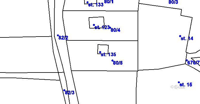 Parcela st. 135 v KÚ Lipno u Hunčic, Katastrální mapa
