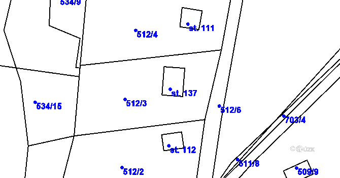 Parcela st. 137 v KÚ Lipno u Hunčic, Katastrální mapa