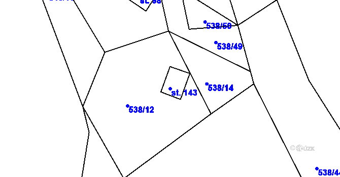 Parcela st. 143 v KÚ Lipno u Hunčic, Katastrální mapa