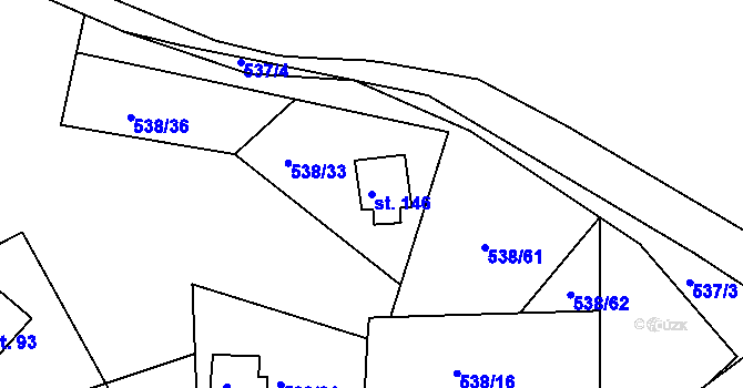 Parcela st. 146 v KÚ Lipno u Hunčic, Katastrální mapa