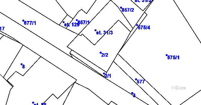 Parcela st. 2/2 v KÚ Lipno u Hunčic, Katastrální mapa