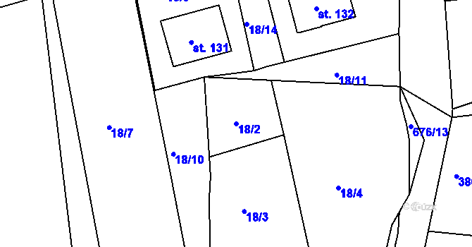 Parcela st. 18/2 v KÚ Lipno u Hunčic, Katastrální mapa