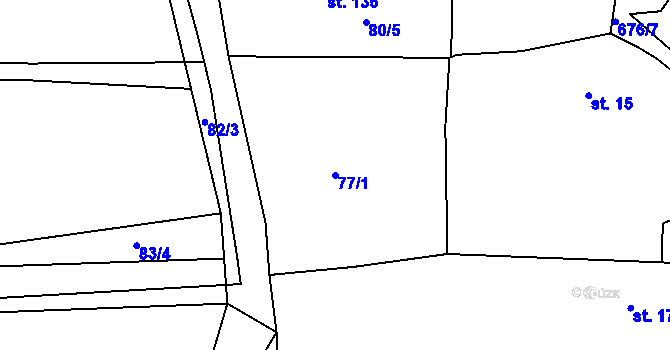 Parcela st. 77/1 v KÚ Lipno u Hunčic, Katastrální mapa