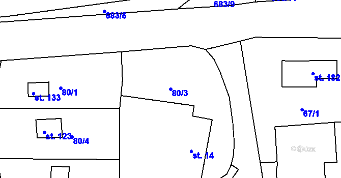 Parcela st. 80/3 v KÚ Lipno u Hunčic, Katastrální mapa