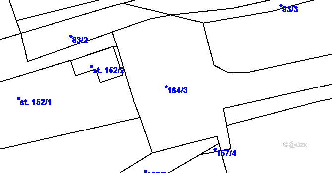 Parcela st. 164/3 v KÚ Lipno u Hunčic, Katastrální mapa