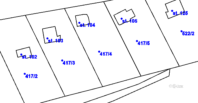 Parcela st. 417/4 v KÚ Lipno u Hunčic, Katastrální mapa