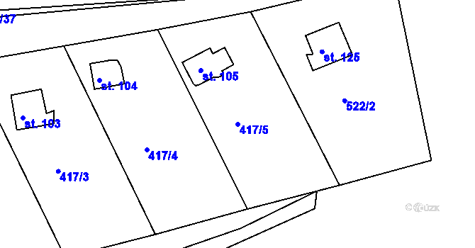 Parcela st. 417/5 v KÚ Lipno u Hunčic, Katastrální mapa