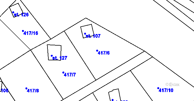 Parcela st. 417/6 v KÚ Lipno u Hunčic, Katastrální mapa