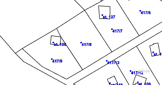 Parcela st. 417/8 v KÚ Lipno u Hunčic, Katastrální mapa