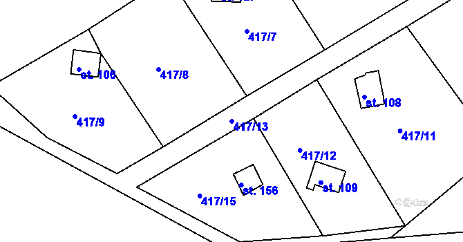 Parcela st. 417/13 v KÚ Lipno u Hunčic, Katastrální mapa