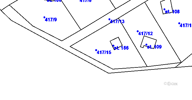 Parcela st. 417/15 v KÚ Lipno u Hunčic, Katastrální mapa