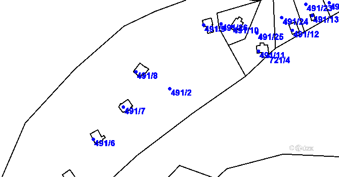Parcela st. 491/2 v KÚ Lipno u Hunčic, Katastrální mapa