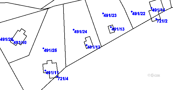 Parcela st. 491/12 v KÚ Lipno u Hunčic, Katastrální mapa