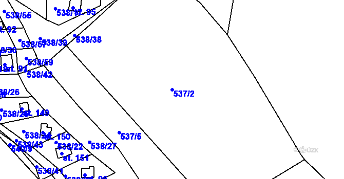 Parcela st. 537/2 v KÚ Lipno u Hunčic, Katastrální mapa
