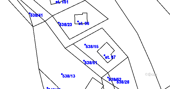 Parcela st. 538/15 v KÚ Lipno u Hunčic, Katastrální mapa
