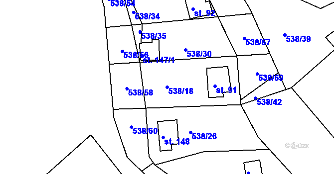 Parcela st. 538/18 v KÚ Lipno u Hunčic, Katastrální mapa