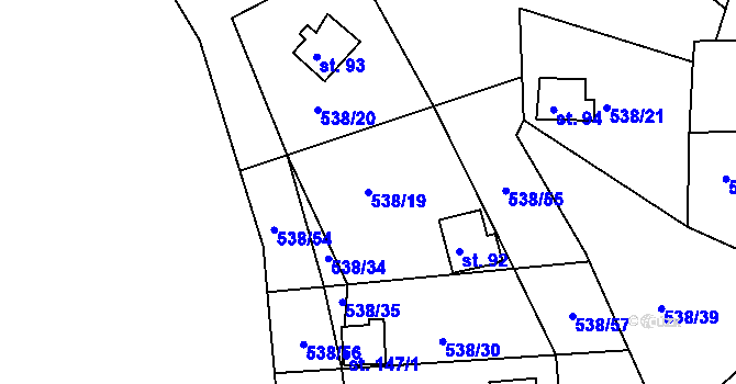 Parcela st. 538/19 v KÚ Lipno u Hunčic, Katastrální mapa