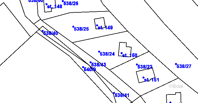 Parcela st. 538/24 v KÚ Lipno u Hunčic, Katastrální mapa