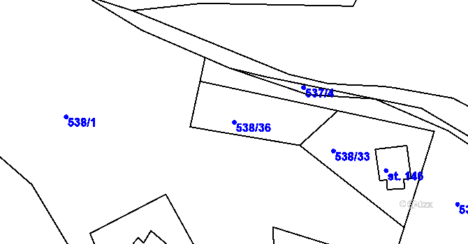 Parcela st. 538/36 v KÚ Lipno u Hunčic, Katastrální mapa