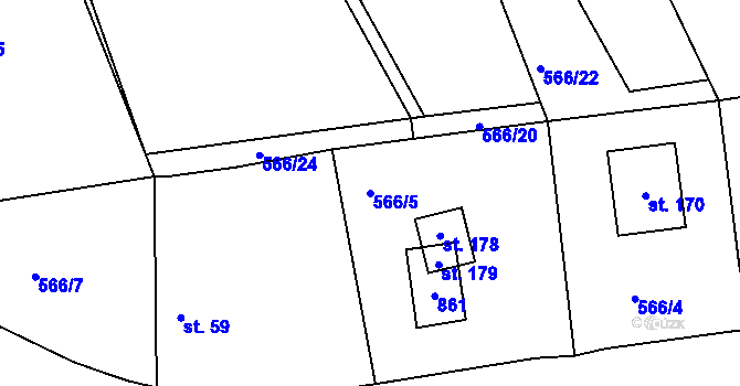 Parcela st. 566/5 v KÚ Lipno u Hunčic, Katastrální mapa