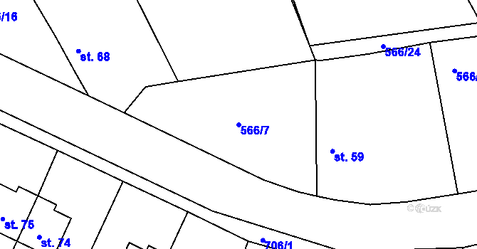 Parcela st. 566/7 v KÚ Lipno u Hunčic, Katastrální mapa