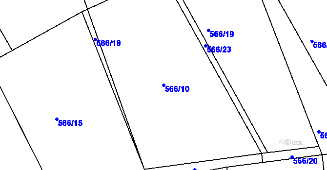 Parcela st. 566/10 v KÚ Lipno u Hunčic, Katastrální mapa