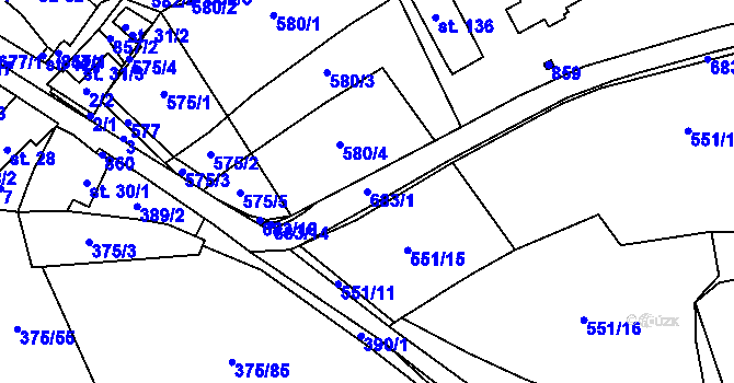 Parcela st. 683/1 v KÚ Lipno u Hunčic, Katastrální mapa