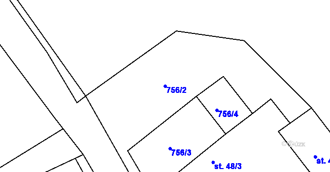 Parcela st. 756/2 v KÚ Lipno u Hunčic, Katastrální mapa