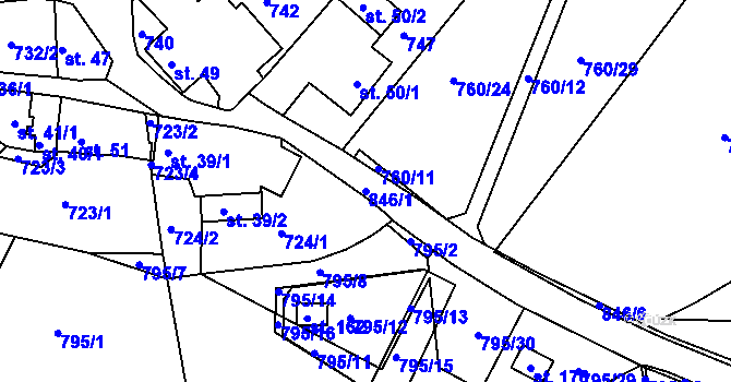 Parcela st. 846/1 v KÚ Lipno u Hunčic, Katastrální mapa