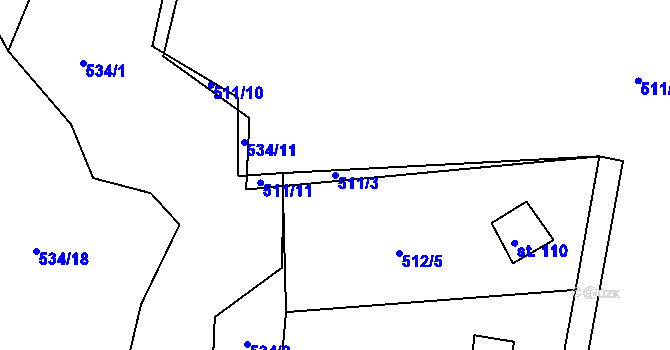 Parcela st. 511/3 v KÚ Lipno u Hunčic, Katastrální mapa