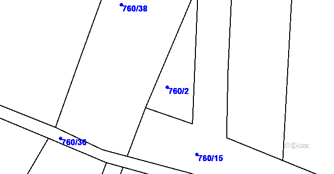 Parcela st. 760/2 v KÚ Lipno u Hunčic, Katastrální mapa