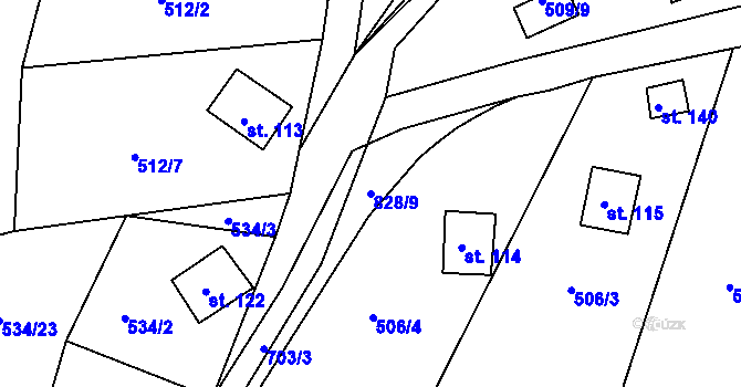 Parcela st. 828/9 v KÚ Lipno u Hunčic, Katastrální mapa