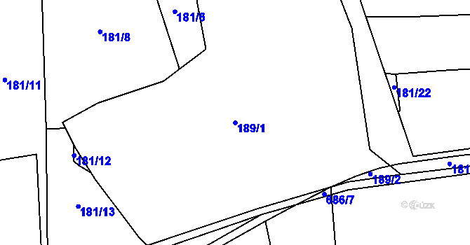 Parcela st. 189/1 v KÚ Lipno u Hunčic, Katastrální mapa