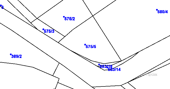 Parcela st. 575/5 v KÚ Lipno u Hunčic, Katastrální mapa
