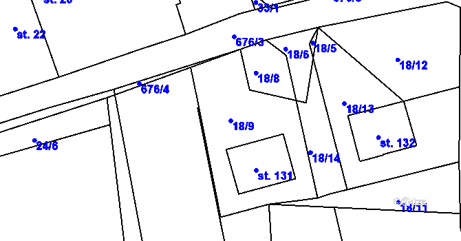 Parcela st. 18/9 v KÚ Lipno u Hunčic, Katastrální mapa