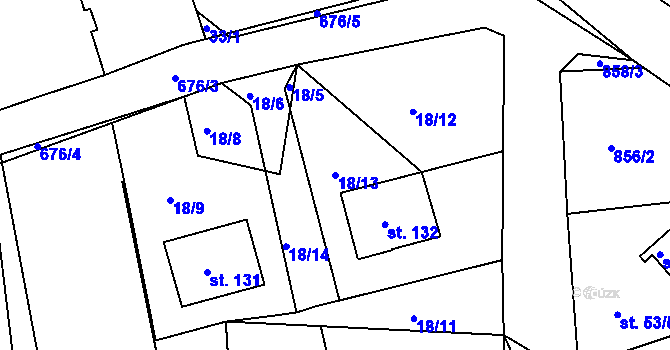 Parcela st. 18/13 v KÚ Lipno u Hunčic, Katastrální mapa