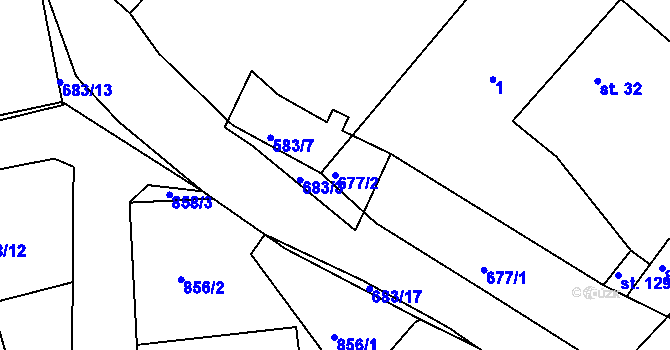 Parcela st. 677/2 v KÚ Lipno u Hunčic, Katastrální mapa