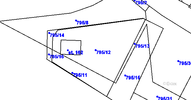 Parcela st. 795/12 v KÚ Lipno u Hunčic, Katastrální mapa