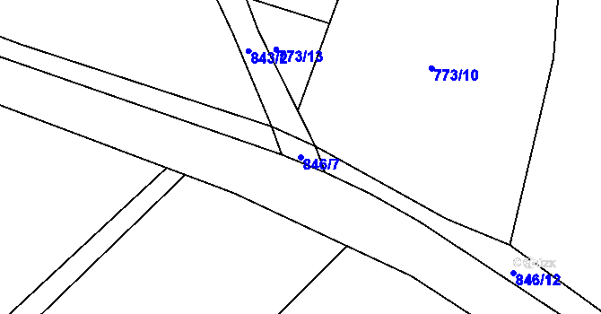 Parcela st. 846/7 v KÚ Lipno u Hunčic, Katastrální mapa