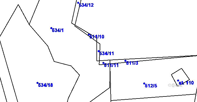 Parcela st. 534/11 v KÚ Lipno u Hunčic, Katastrální mapa