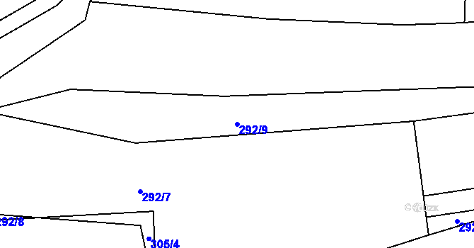 Parcela st. 292/9 v KÚ Lipno u Hunčic, Katastrální mapa