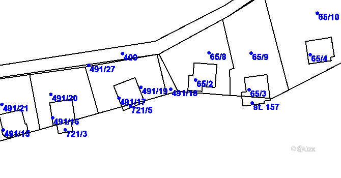 Parcela st. 491/18 v KÚ Lipno u Hunčic, Katastrální mapa