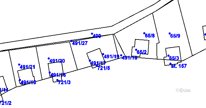 Parcela st. 491/19 v KÚ Lipno u Hunčic, Katastrální mapa