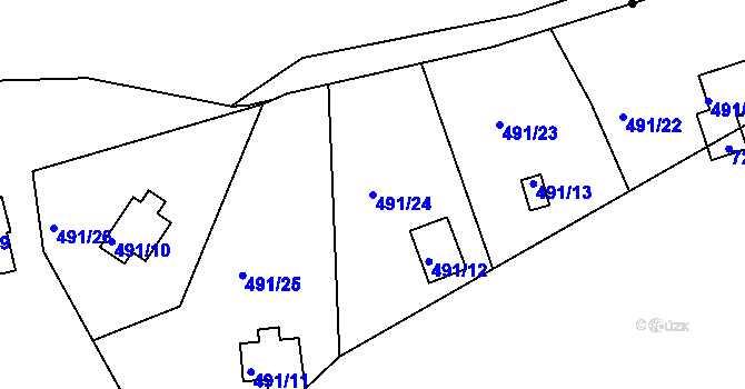 Parcela st. 491/24 v KÚ Lipno u Hunčic, Katastrální mapa