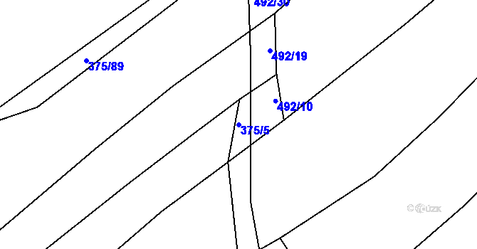Parcela st. 375/5 v KÚ Lipno u Hunčic, Katastrální mapa