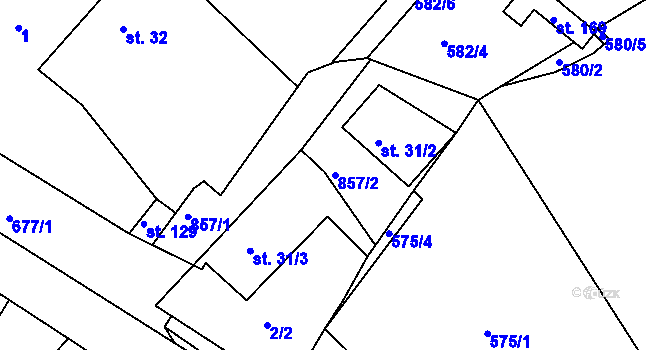 Parcela st. 857/2 v KÚ Lipno u Hunčic, Katastrální mapa
