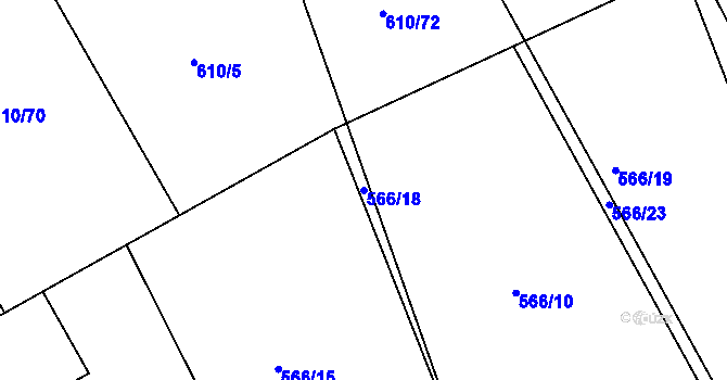 Parcela st. 566/18 v KÚ Lipno u Hunčic, Katastrální mapa