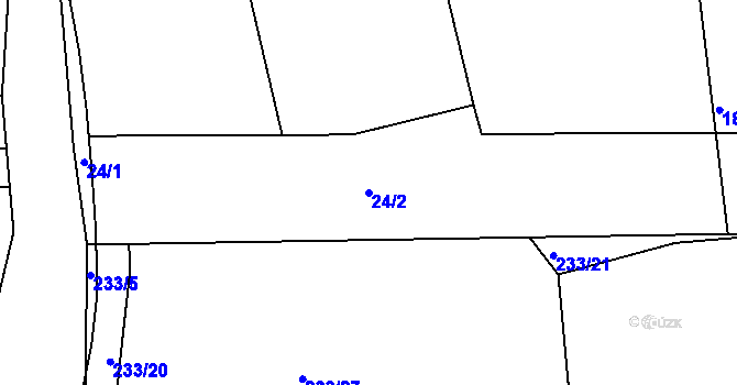 Parcela st. 24/2 v KÚ Lipno u Hunčic, Katastrální mapa