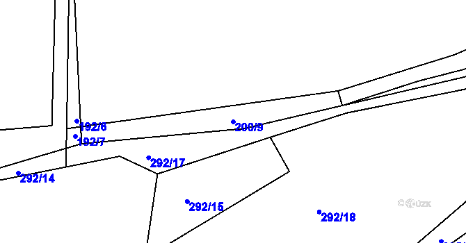 Parcela st. 200/9 v KÚ Lipno u Hunčic, Katastrální mapa